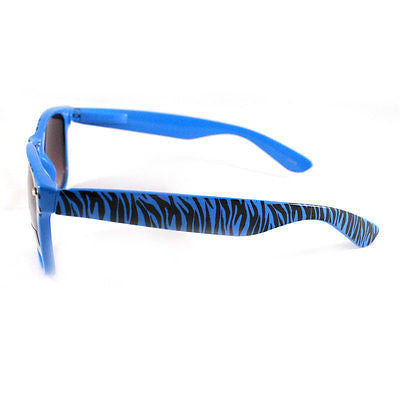Thick Horn Rimmed Sunglasses 80's Retro Shades Zebra BLUE New