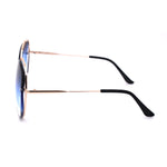 Womens Oversize Exposed Lens Metal Rim 90s Butterfly Sunglasses