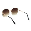 Womens Oversize Exposed Lens Metal Rim 90s Butterfly Sunglasses