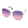 Womens Oversize Exposed Lens Metal Rim 90s Butterfly Sunglasses