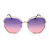 Womens Oversize Exposed Lens Metal Rim 90s Butterfly Sunglasses