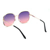 Womens Oversize Exposed Lens Metal Rim 90s Butterfly Sunglasses