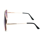 Womens Oversize Exposed Lens Metal Rim 90s Butterfly Sunglasses