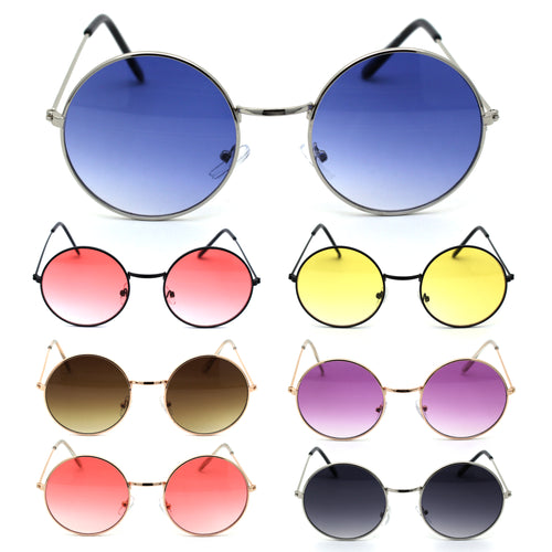 Dopy Hippie Color Lens Round Circle Lens Metal Rim Sunglasses