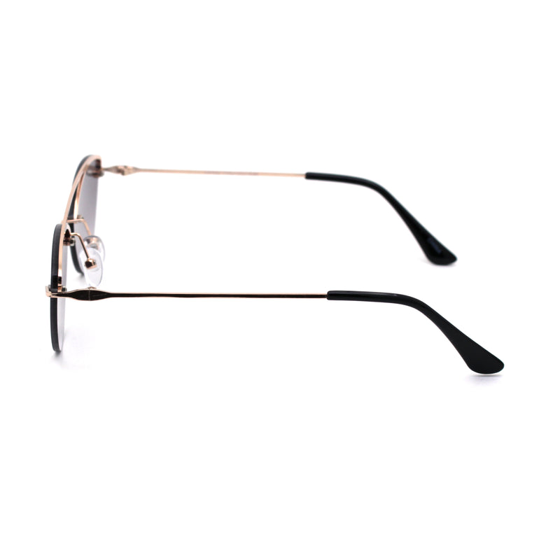 Womens Rimless Double Bridge Cat Eye Designer Sunglasses