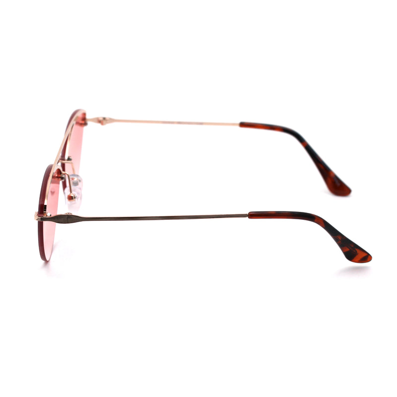 Womens Rimless Double Bridge Cat Eye Designer Sunglasses