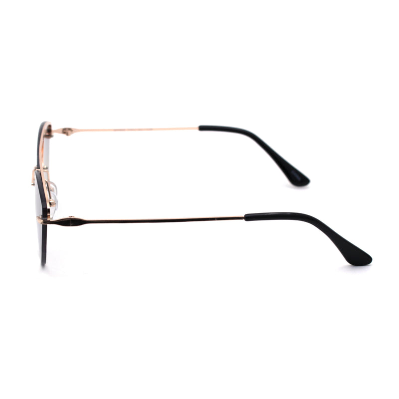 Womens Rimless Double Bridge Cat Eye Designer Sunglasses