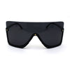 Extra Oversize Flat Top Upside Down Rectangle Shield Mask Sunglasses