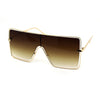 Unique Luxury Exposed Lens Off Set Shield Metal Rim Sunglasses