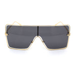 Unique Luxury Exposed Lens Off Set Shield Metal Rim Sunglasses