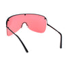 Extra Oversize Flat Top Metal Half Rim Shield Mask Style Sunglasses