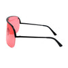 Extra Oversize Flat Top Metal Half Rim Shield Mask Style Sunglasses