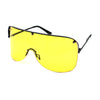 Extra Oversize Flat Top Metal Half Rim Shield Mask Style Sunglasses