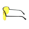 Extra Oversize Flat Top Metal Half Rim Shield Mask Style Sunglasses