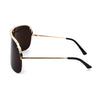 Extra Oversize Flat Top Metal Half Rim Shield Mask Style Sunglasses