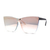 Womens Panel Lens Oversized Cat Eye Rectangle Plastic Rimless Sunglasses