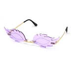 Womens Rose Leaf Shape Lens Hippie Pop Color Sunglasses