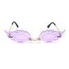 Womens Rose Leaf Shape Lens Hippie Pop Color Sunglasses