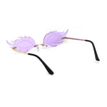 Womens Rose Leaf Shape Lens Hippie Pop Color Sunglasses