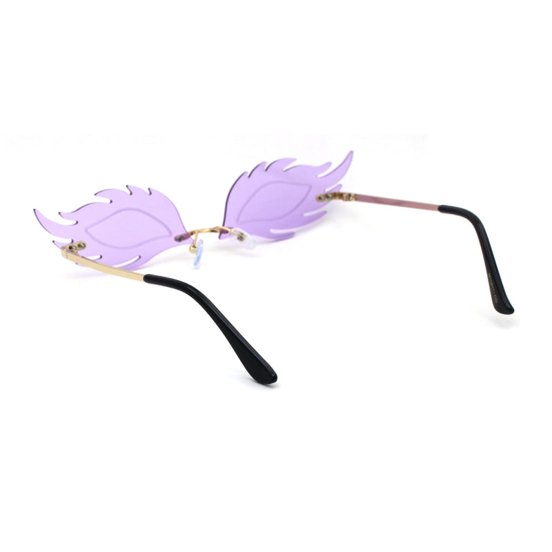 Womens Rose Leaf Shape Lens Hippie Pop Color Sunglasses