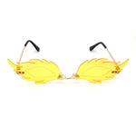 Womens Rose Leaf Shape Lens Hippie Pop Color Sunglasses