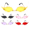 Womens Rose Leaf Shape Lens Hippie Pop Color Sunglasses