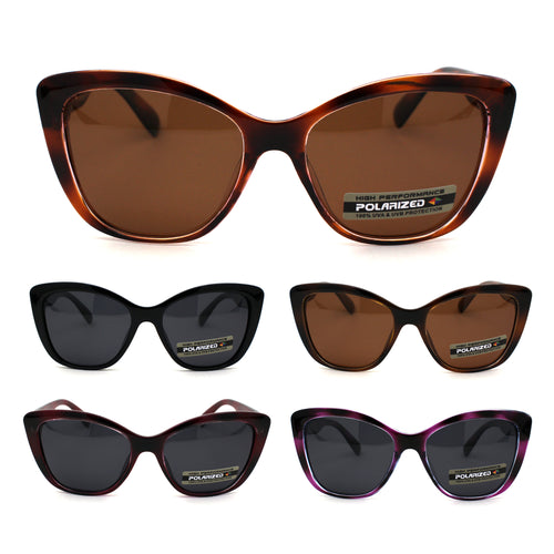 Polarized Womens Classic 90s Large Cat Eye Plastic Fashion Sunglasses