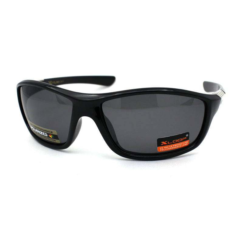 Xloop Polarized Mens Classic 90s Warp Around Sport Plastic Sunglasses