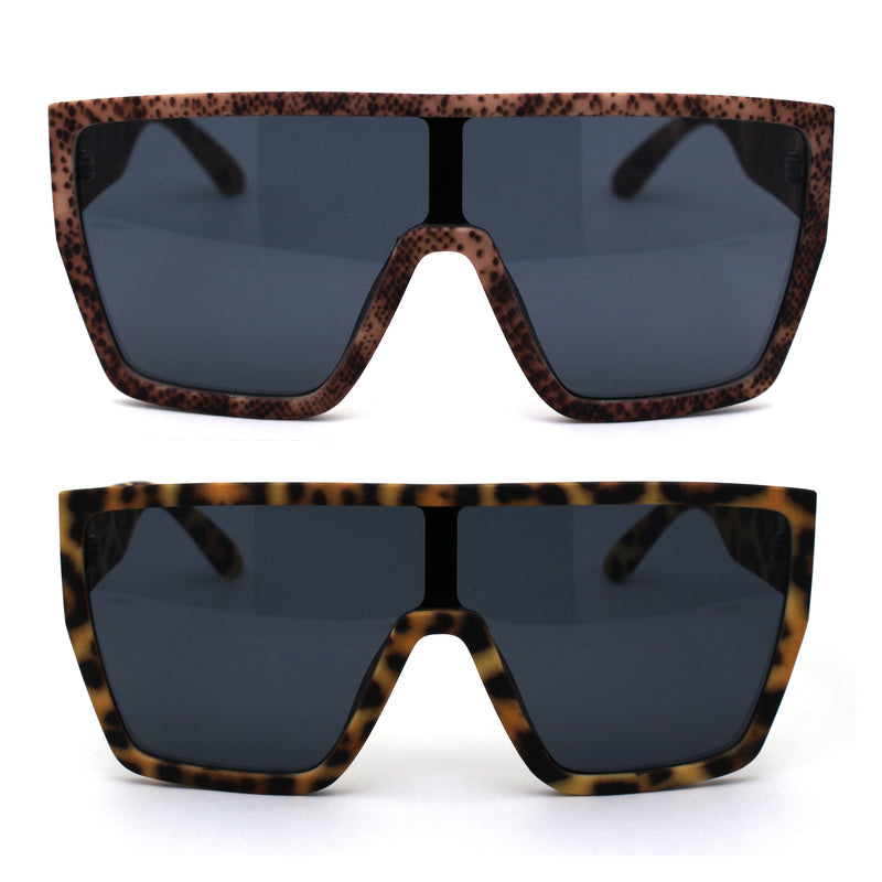 Animal Print Flat Top Rubberized Matte Plastic Shield Mob Sunglasses