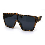 Animal Print Flat Top Rubberized Matte Plastic Shield Mob Sunglasses