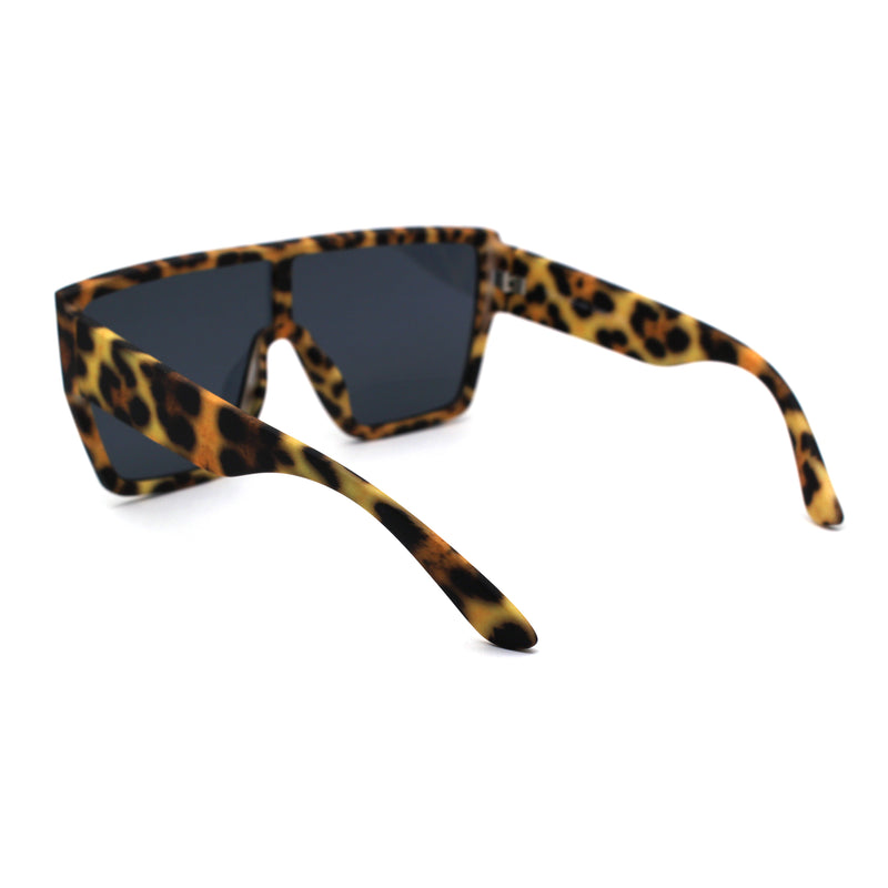 Animal Print Flat Top Rubberized Matte Plastic Shield Mob Sunglasses