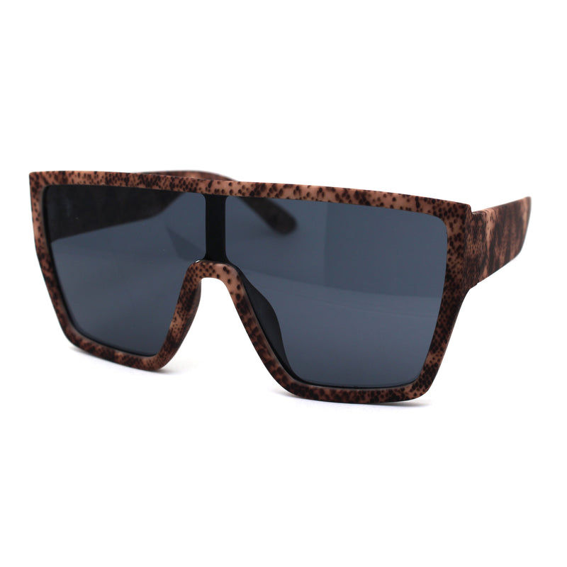 Animal Print Flat Top Rubberized Matte Plastic Shield Mob Sunglasses