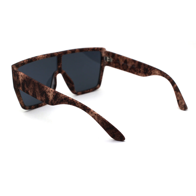 Animal Print Flat Top Rubberized Matte Plastic Shield Mob Sunglasses