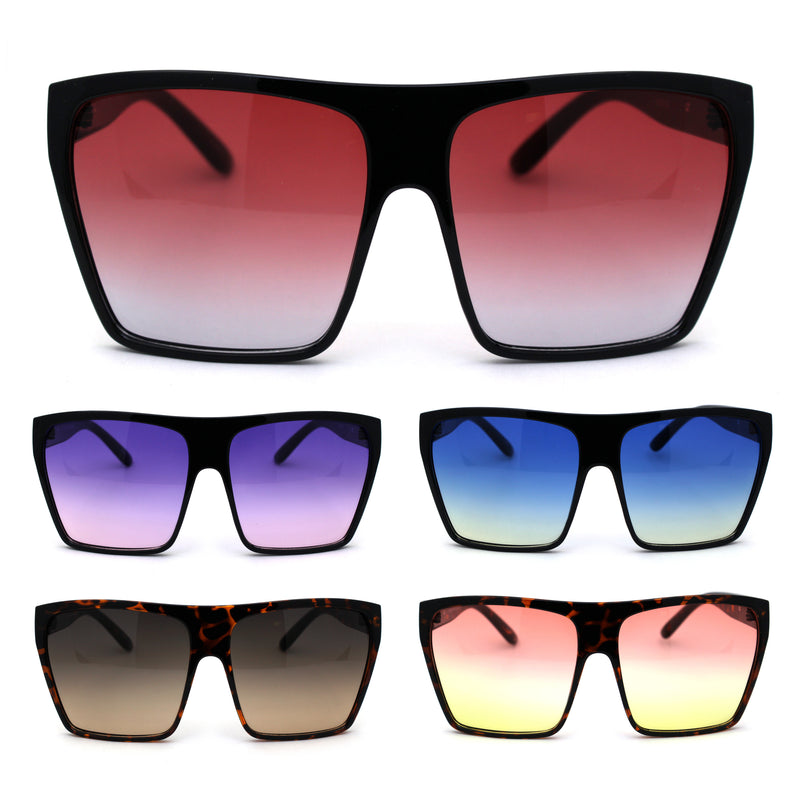 Oceanic Gradient Lens Flat Top Oversize Mob Plastic Sunglasses