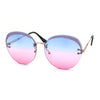 Womens Glitter Eyebrow Round Rimless Fashion Sunglasses