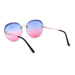 Womens Glitter Eyebrow Round Rimless Fashion Sunglasses