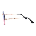 Womens Glitter Eyebrow Round Rimless Fashion Sunglasses