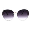 Womens Glitter Eyebrow Round Rimless Fashion Sunglasses