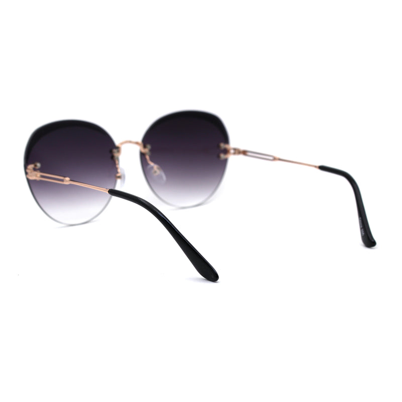 Womens Glitter Eyebrow Round Rimless Fashion Sunglasses