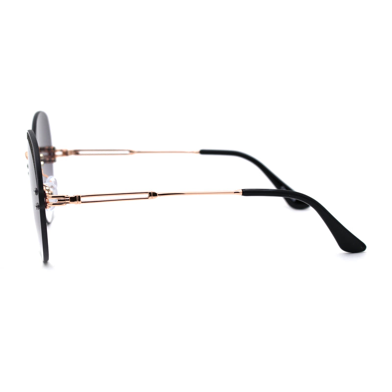 Womens Glitter Eyebrow Round Rimless Fashion Sunglasses