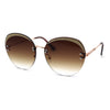 Womens Glitter Eyebrow Round Rimless Fashion Sunglasses