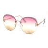 Womens Glitter Eyebrow Round Rimless Fashion Sunglasses