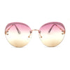 Womens Glitter Eyebrow Round Rimless Fashion Sunglasses