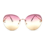 Womens Glitter Eyebrow Round Rimless Fashion Sunglasses