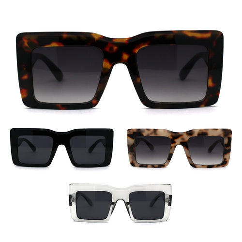 Womens Mod Thick Plastic Rectangle Sunglasses