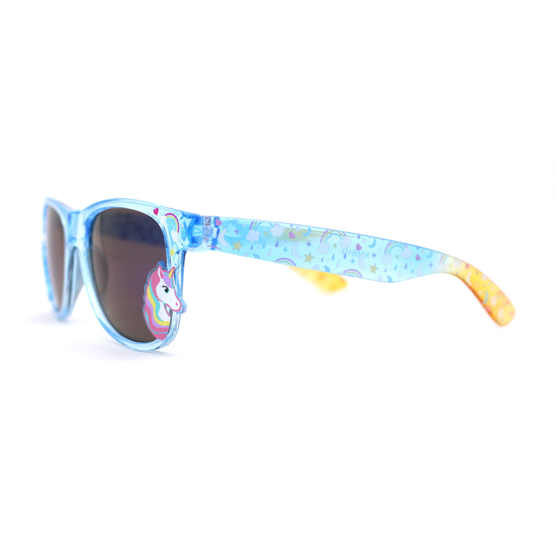 Girls Kid Size Rainbow Unicorn Badge Horn Rim Sunglasses
