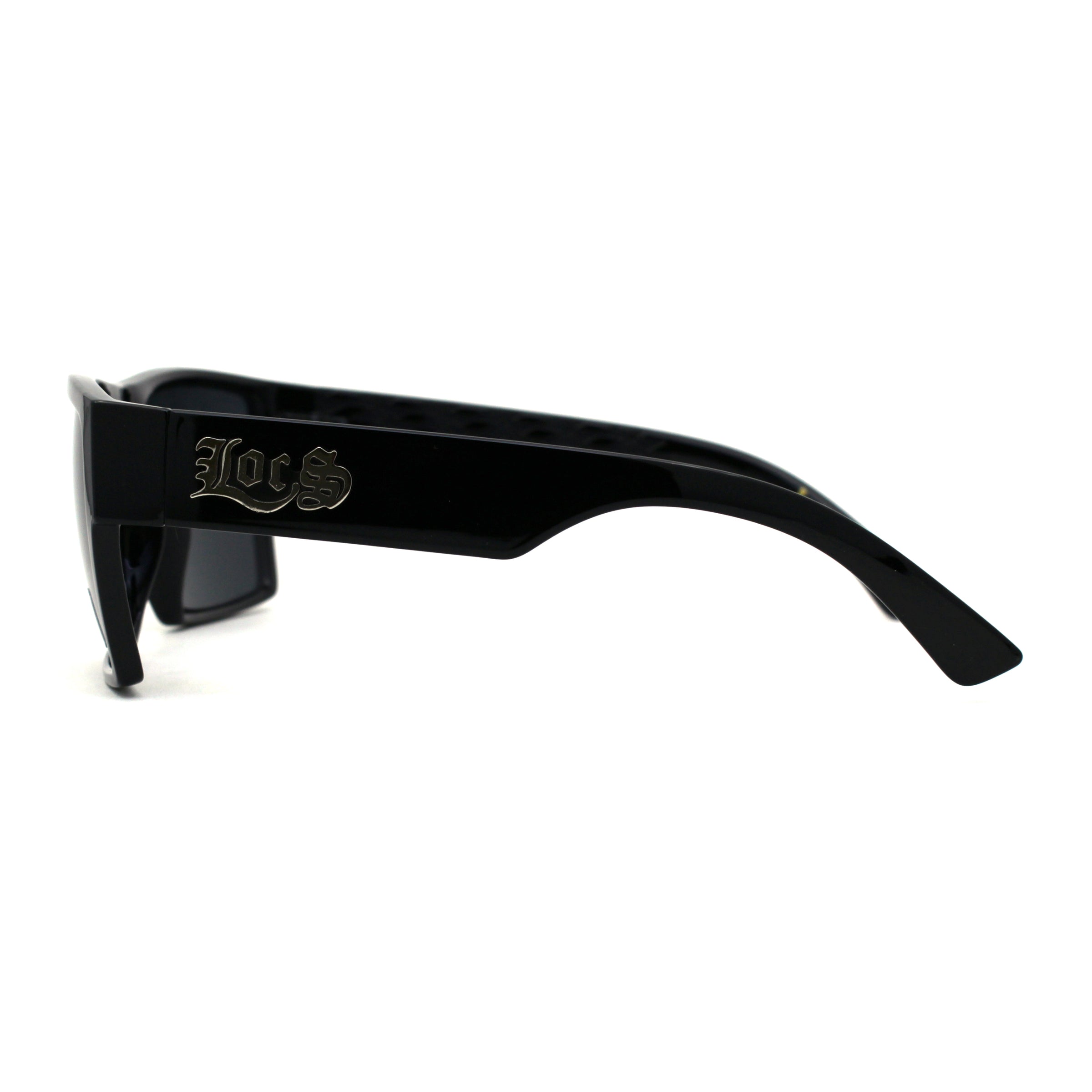 Locs Squared Rectangular Cholo Gangster All Black Sunglasses