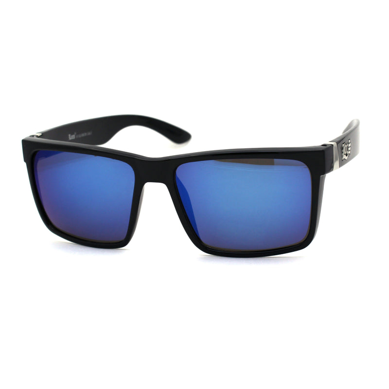 Locs Colored Reflective Black Rectangular Gangster Hardcore Sunglasses