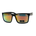 Locs Colored Reflective Black Rectangular Gangster Hardcore Sunglasses