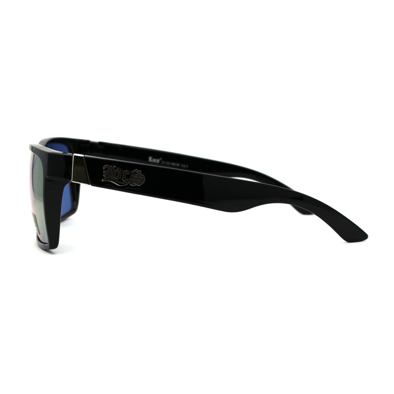 Locs Colored Reflective Black Rectangular Gangster Hardcore Sunglasses